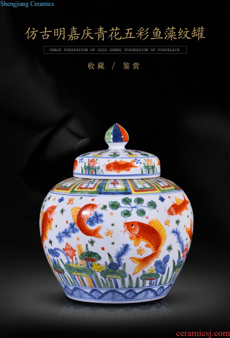 Jingdezhen ceramic bucket color flower vase sitting room the bedroom TV ark of new Chinese style household decorative items furnishing articles