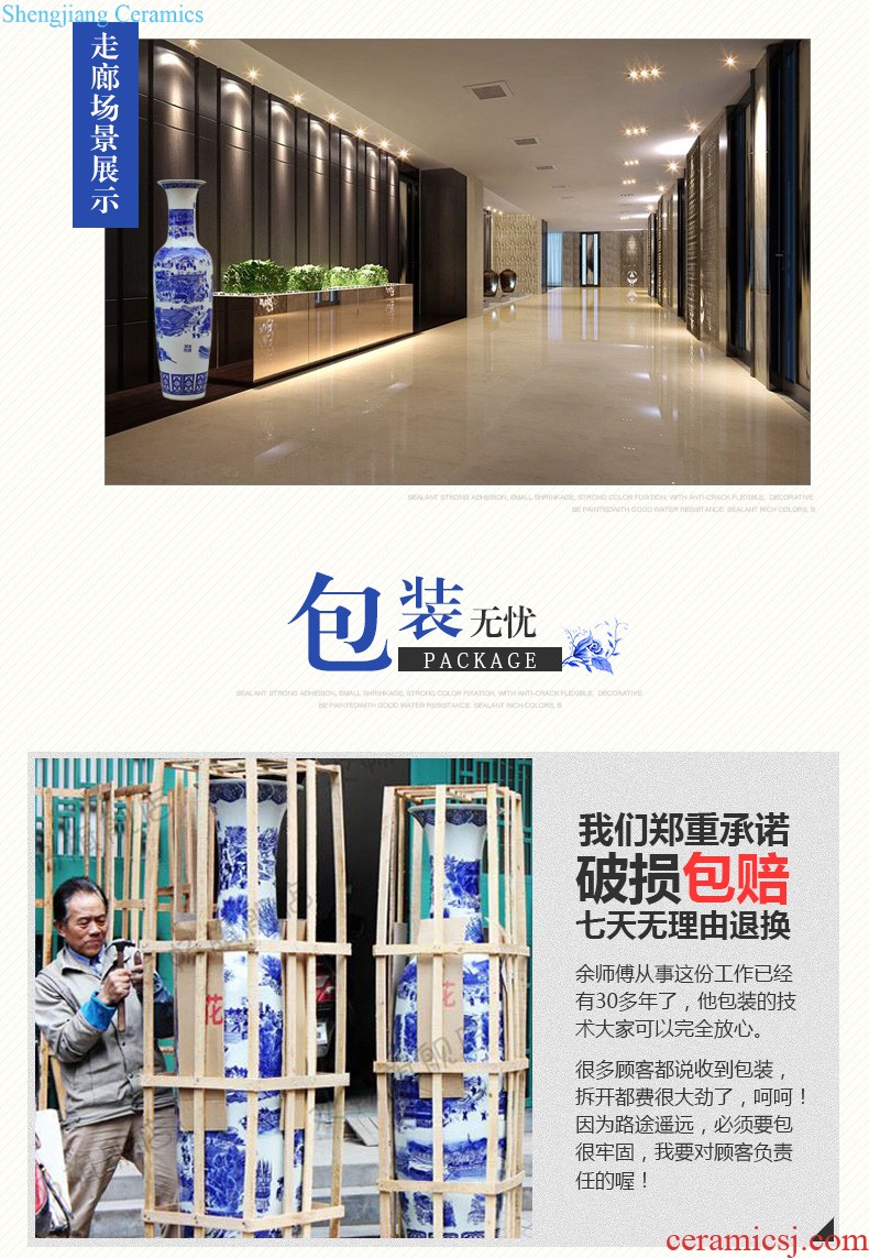 Master of jingdezhen ceramics vase hand-painted shadow blue paint pomegranate bottles of Chinese style living room decoration office furnishing articles