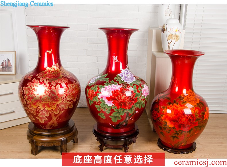 Jingdezhen ceramics high vases, flower arranging ruby red bottle gourd landing place large e084 sitting room porch decoration