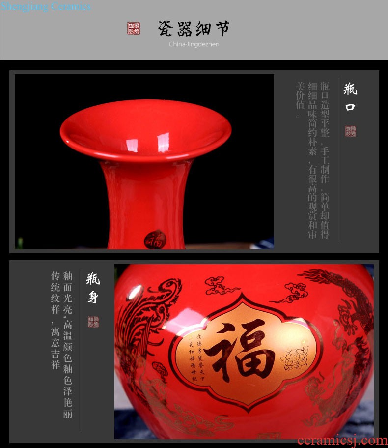 Jingdezhen ceramic vase furnishing articles by hand-painted sabingga sukdun dergici jimbi vases, flower arranging the modern Chinese style living room decorations