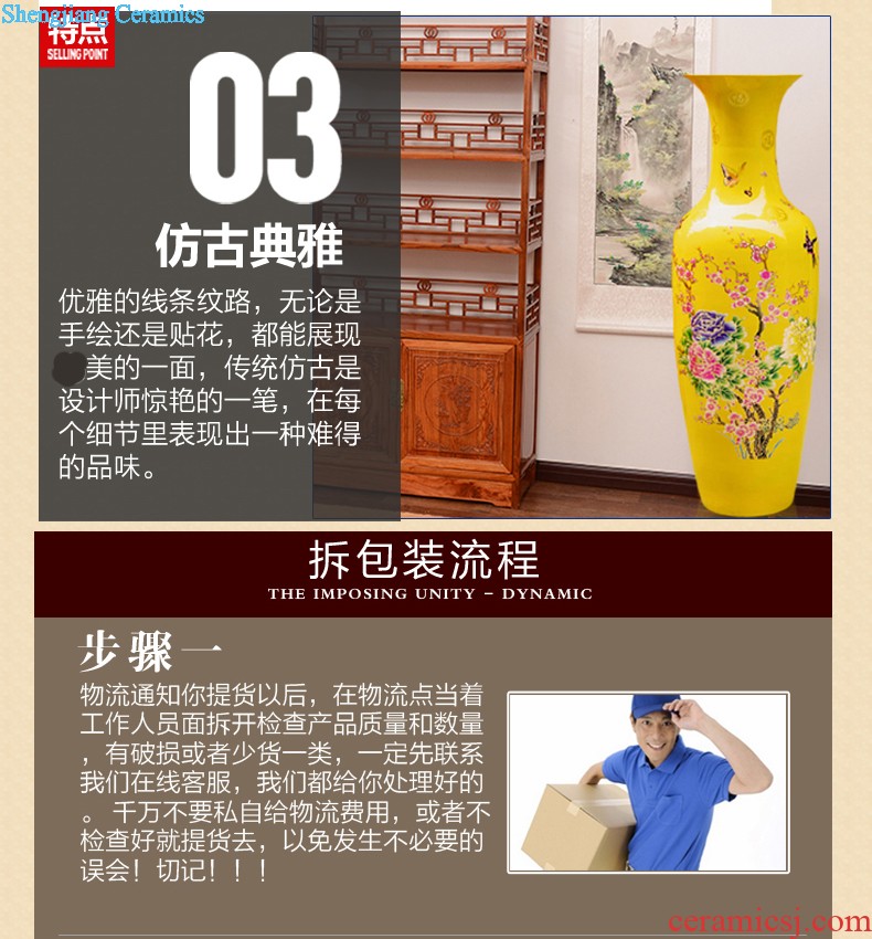 Jingdezhen ceramics famous hand-painted splendor in landing big vase high place large sitting room porch decoration