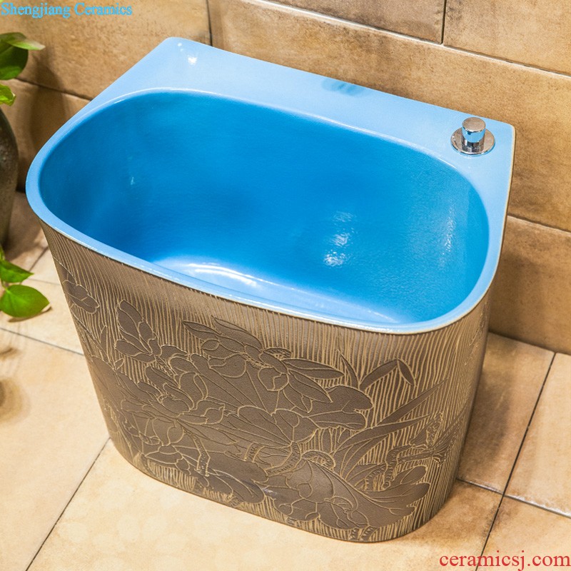 Koh larn, neat hand-drawn square stage basin ceramic lavabo art of the basin that wash a face basin sinks green lotus