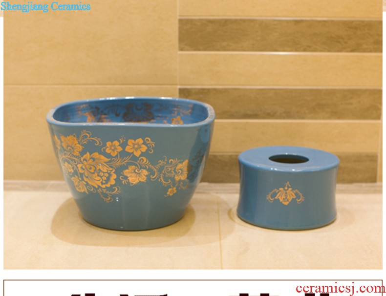 Koh larn, neat package mail Jingdezhen ceramic art mop basin mop mop pool pool bathroom fangyuan bamboo flowers and birds