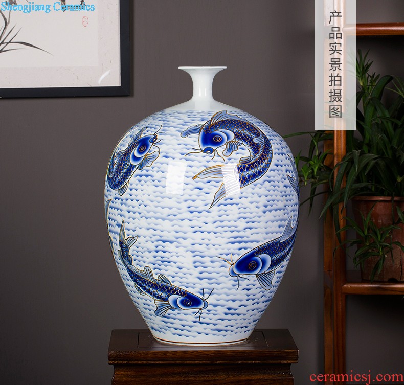 Jingdezhen ceramics hand-painted color ink landscape painting of large vase sitting room place hotel css0 ornament