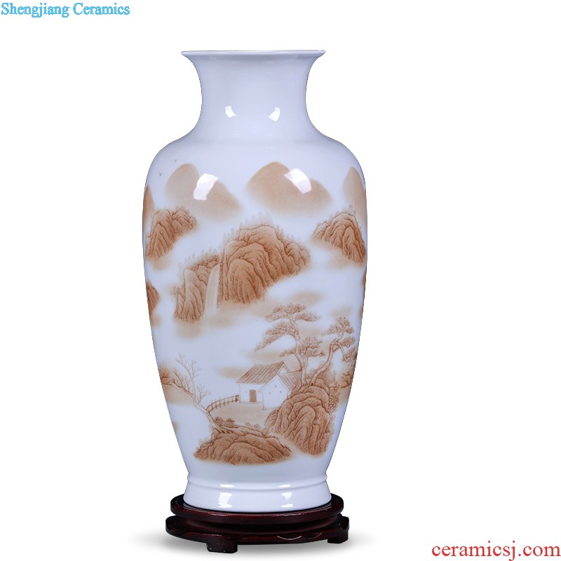 Jingdezhen ceramics lrene hand-painted yu le figure vase flower arranging, furnishing articles sitting room of Chinese style household decorations