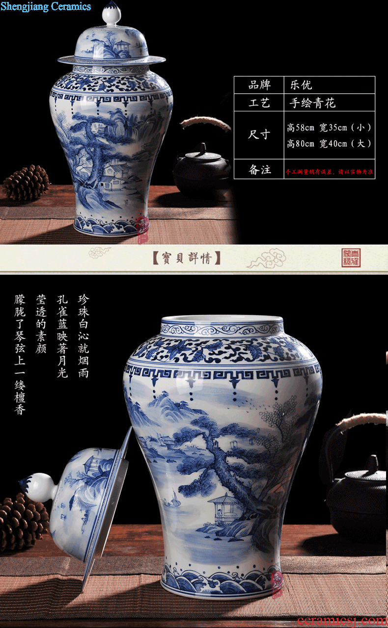 Jingdezhen ceramics hand-painted blue and white porcelain vase flower arrangement of vitality New Chinese style household adornment furnishing articles