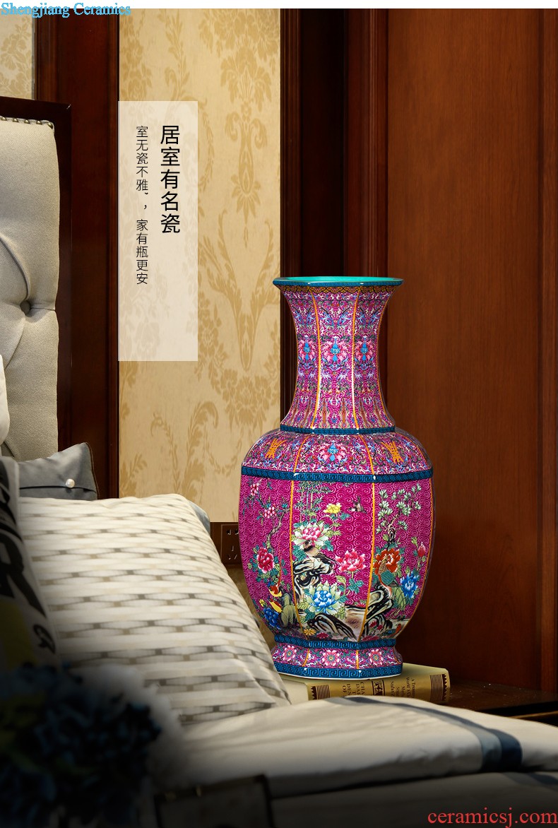 Jingdezhen ceramic hand-painted vases, flower arranging beaming new living room TV cabinet decoration of Chinese style household furnishing articles