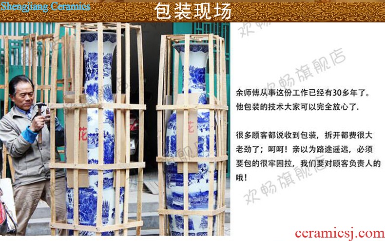 Jingdezhen ceramics by hand draw lotus flower vase furnishing articles sitting room of Chinese style household rich ancient frame flower decorations