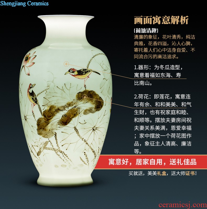 Famous master of jingdezhen ceramics hand-painted flower vase home sitting room porch TV ark adornment furnishing articles