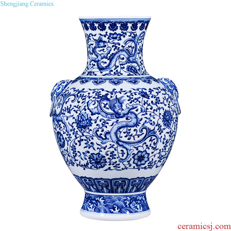 Jingdezhen ceramic hand-painted archaize famille rose porcelain vase new Chinese style living room porch household TV ark adornment furnishing articles