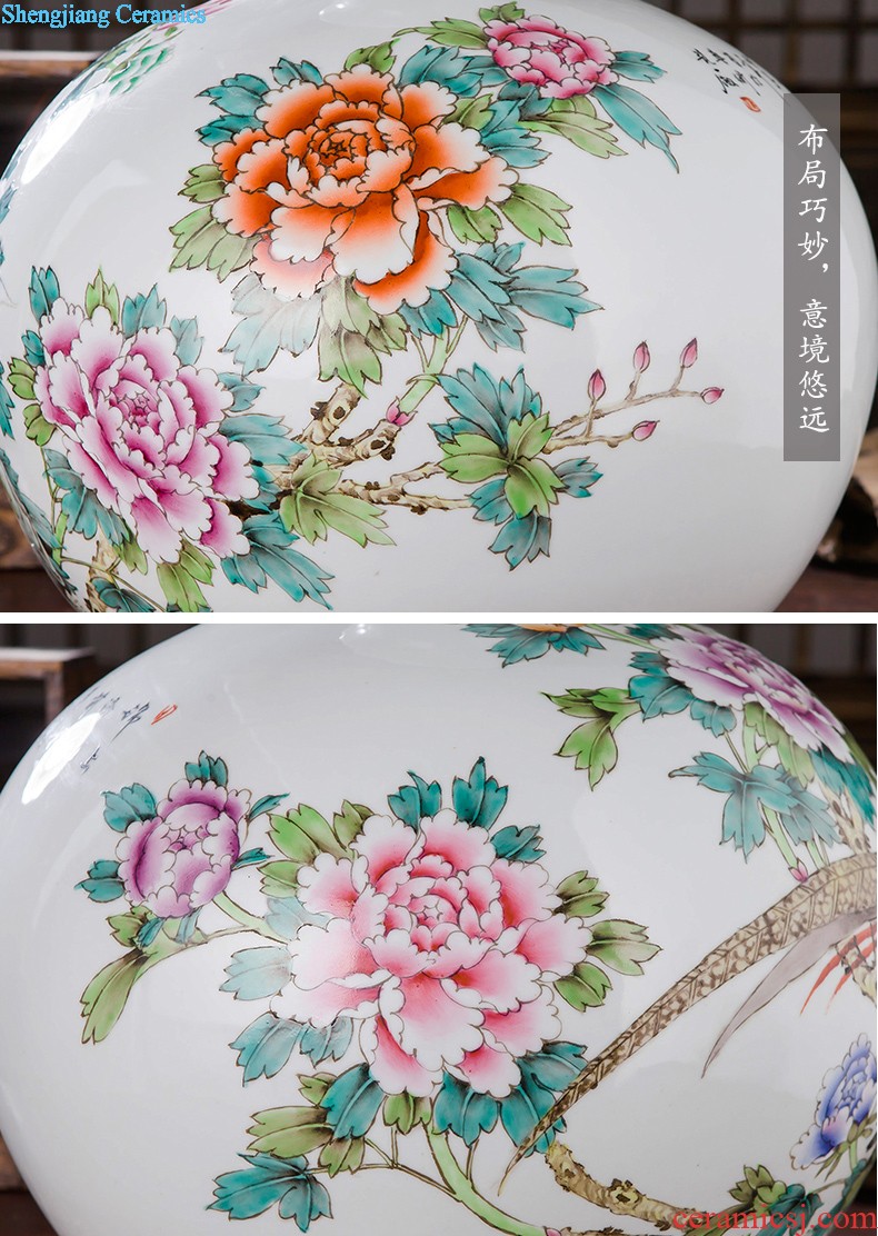 Famous master of jingdezhen ceramics hand-painted vases sitting room adornment is placed Chinese landscape painting porch decoration