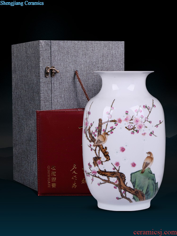 Jingdezhen ceramics vase flower arranging hand-painted frame bear sitting room New Chinese style household adornment TV ark