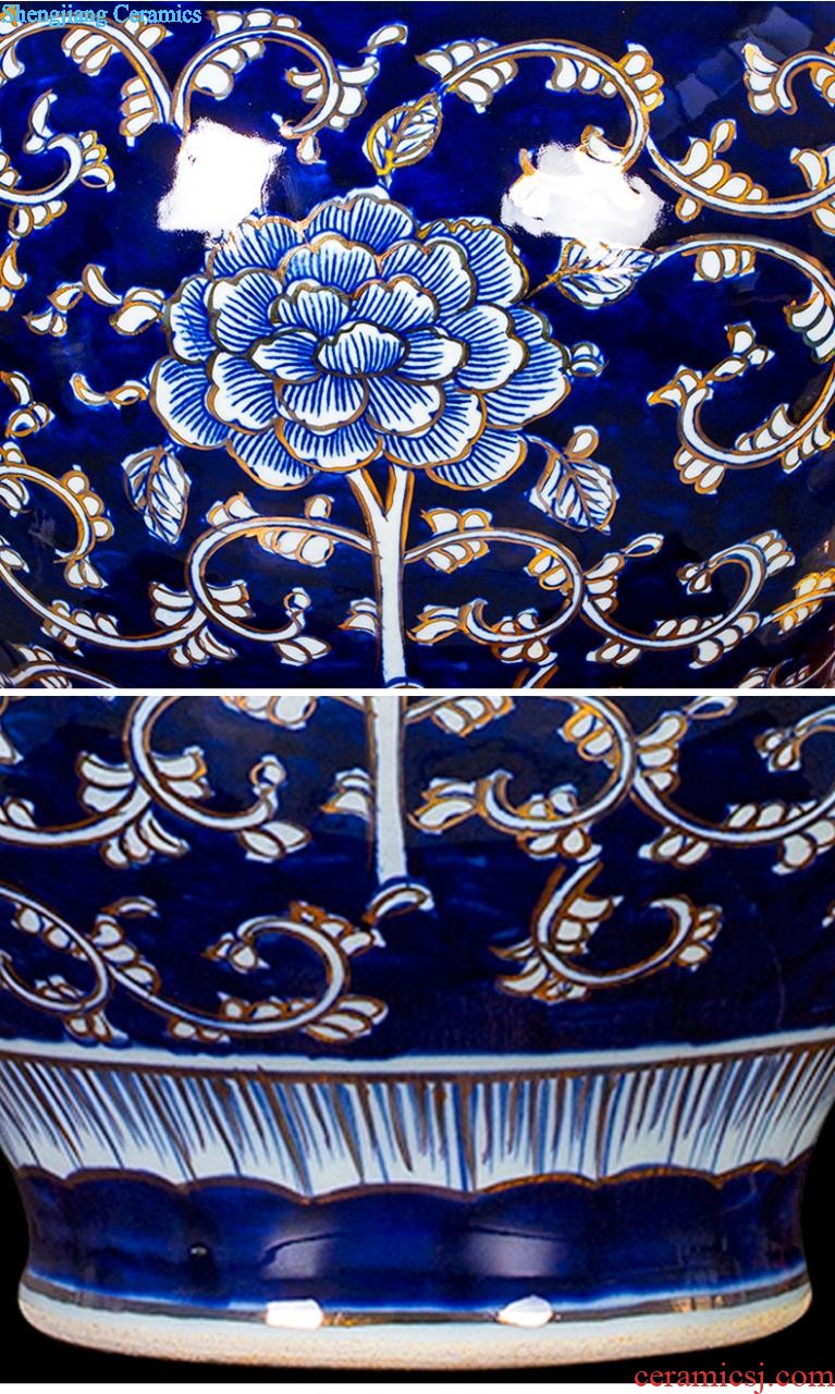 Jingdezhen ceramics vase the colour blue glaze decorations rich ancient frame place large new Chinese style living room office