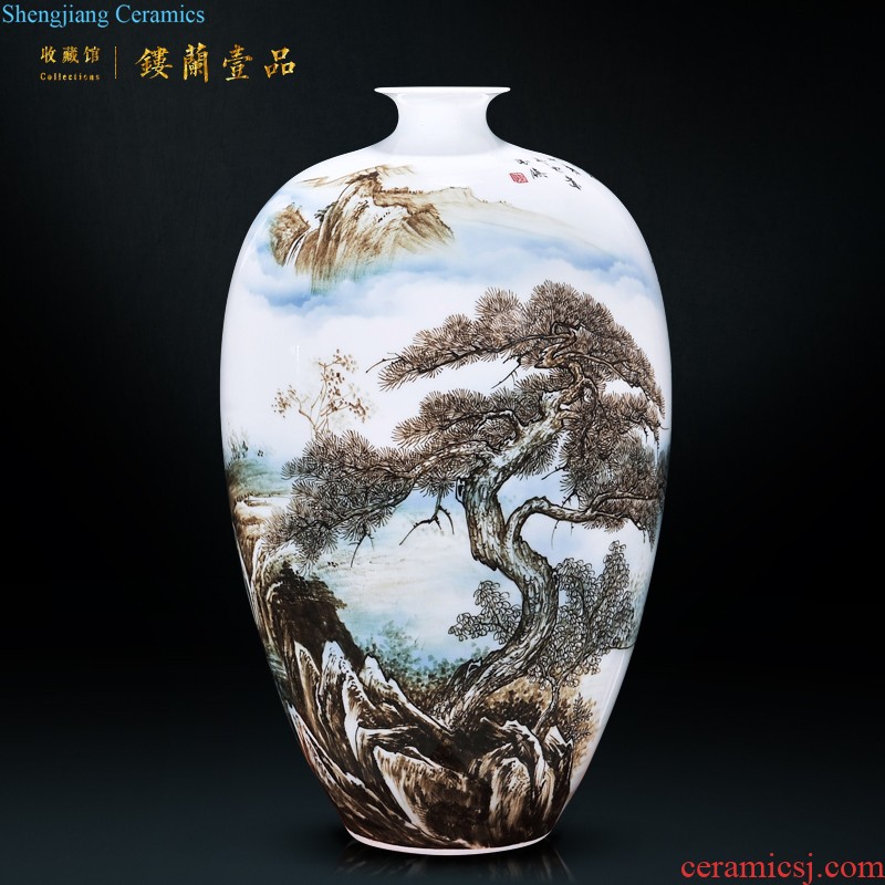 Ornamental LanYi product Master of jingdezhen ceramic hand-painted vases Songshan dangerously Home sitting room adornment is placed