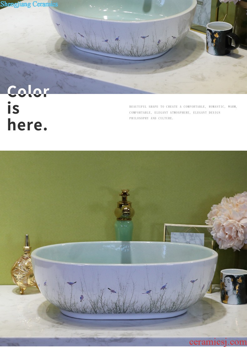 On the ceramic bowl wash gargle lavabo household elliptic green art basin bathroom sinks basin