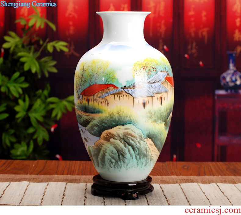 Hand-painted chrysanthemum patterns of blue and white porcelain of jingdezhen ceramics surface square vase furnishing articles study calligraphy and painting is received