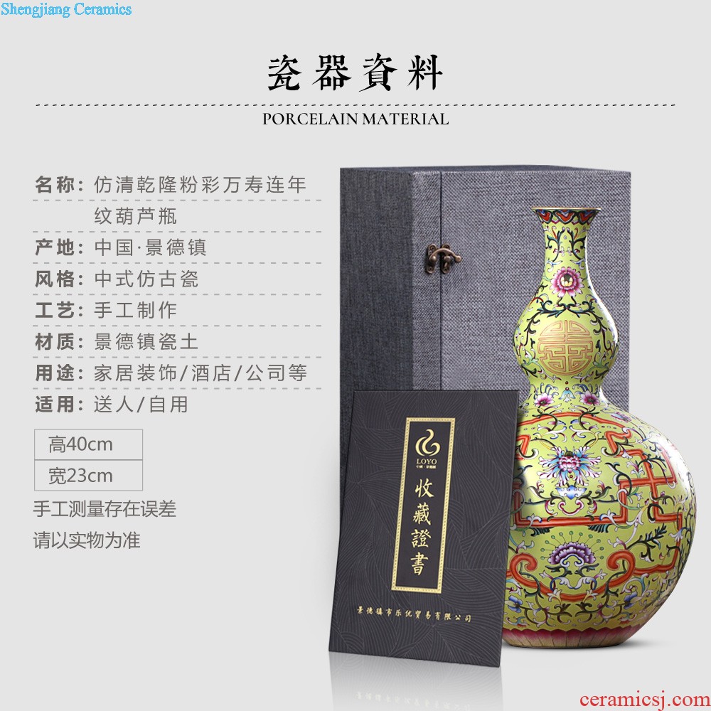 Jingdezhen ceramics vase furnishing articles qing yongzheng maintain five blessings lantern bottle arranging flowers sitting room adornment