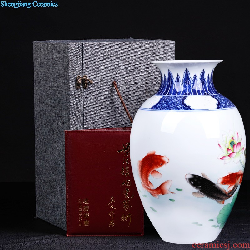 Jingdezhen ceramic thin foetus vase furnishing articles hand-painted pastel in successive years New Chinese style new opening decorations