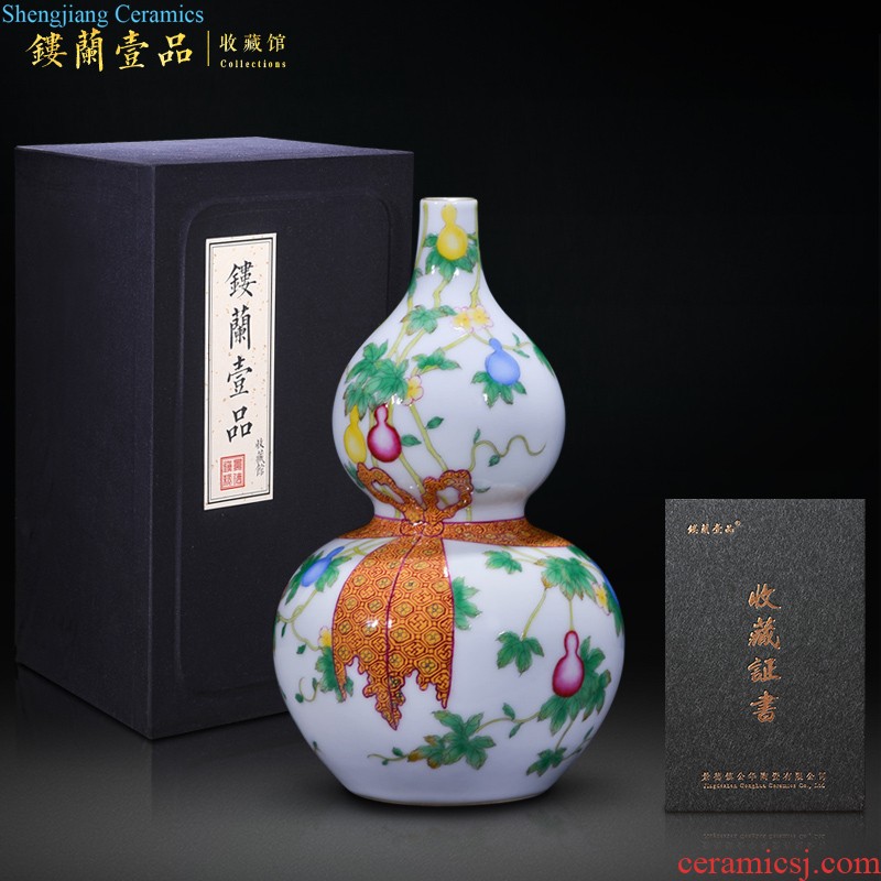 Jingdezhen ceramics imitation qing yongzheng jubilee ShouFuLu Chinese bottle vase sitting room porch home furnishing articles