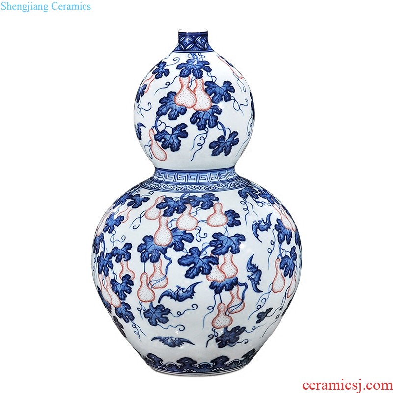 Jingdezhen ceramics hand-painted pastel thin body flower vase new Chinese style living room TV cabinet decoration wedding furnishing articles