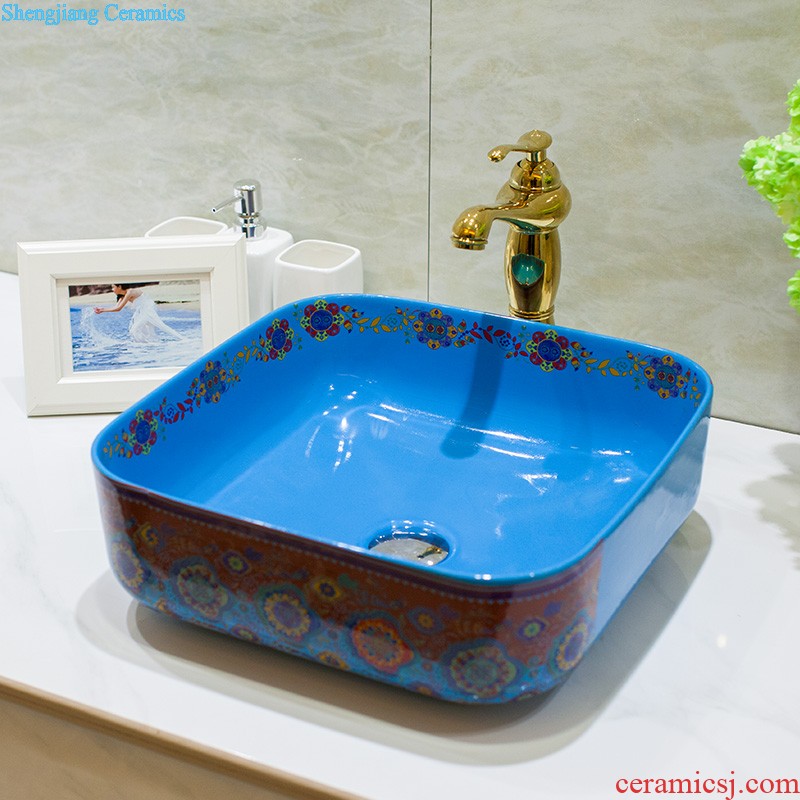 Koh larn, qi stage basin to square the basin that wash a face the sink ceramic sanitary ware art basin yellow butterfly flower