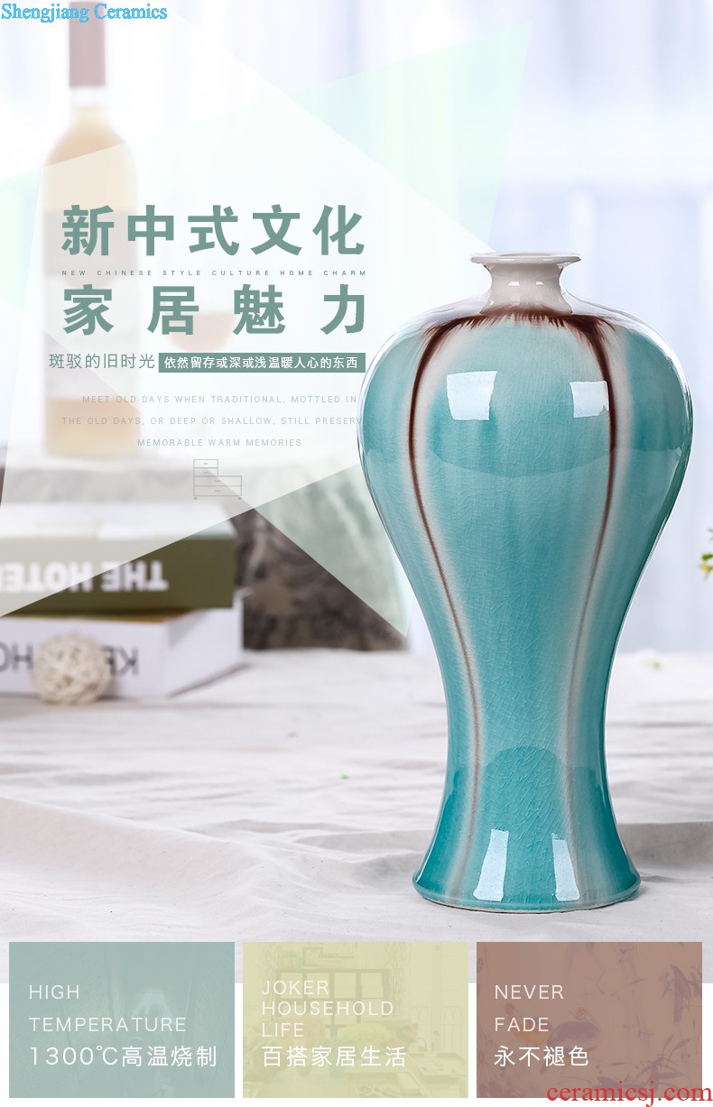 Jingdezhen ceramics vase furnishing articles powder blue glaze sweet grain ears and design the sitting room of Chinese style household ornaments