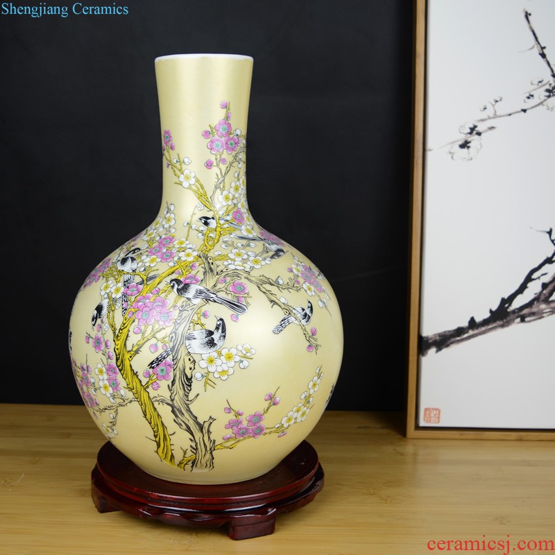 Chinese style restoring ancient ways of jingdezhen ceramics green glaze vase sitting room porch rich ancient frame home decoration handicraft furnishing articles