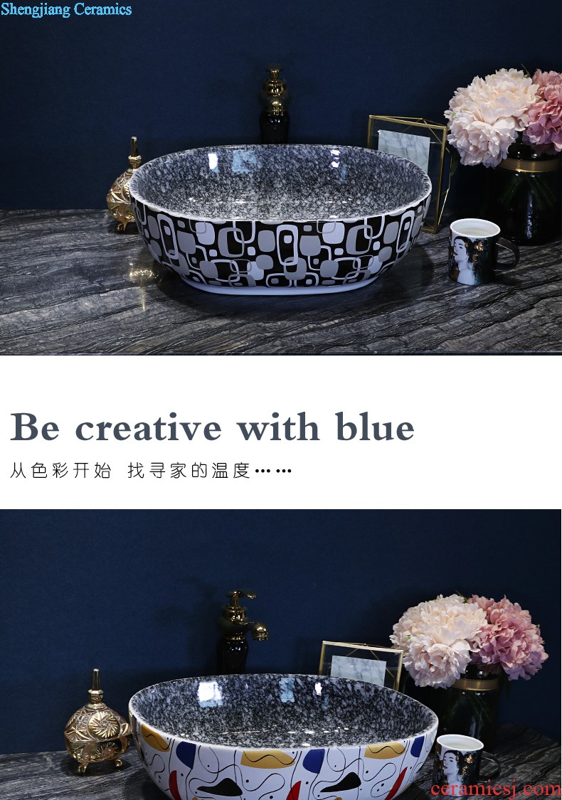 New Chinese style on the ceramic basin sink household toilet basin washing a face wash gargle oval art basin