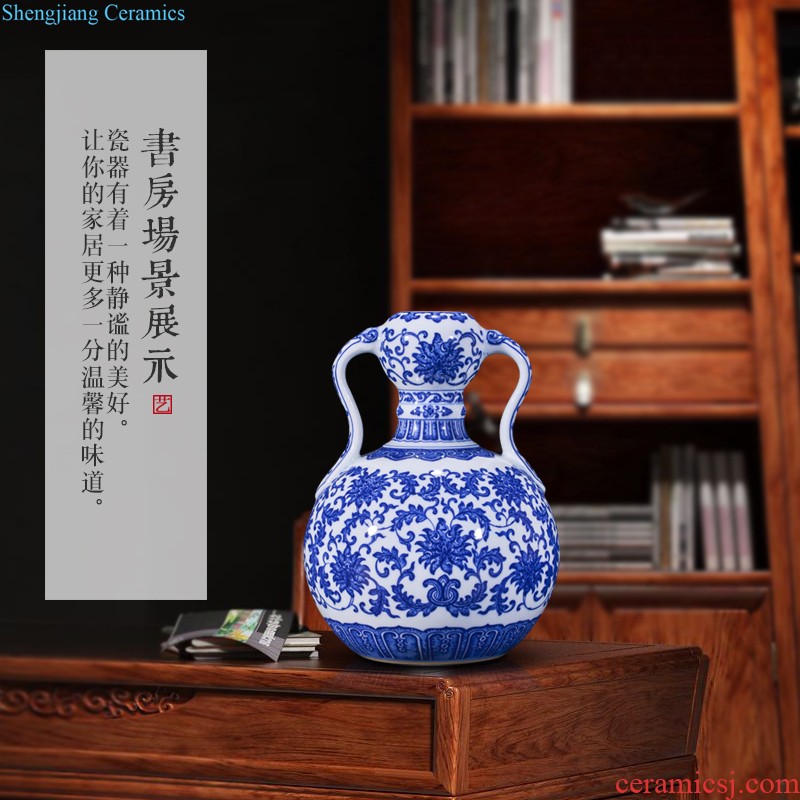 Jingdezhen ceramics hand-painted lotus pond flower arranging large vases, sitting room of Chinese style home decoration collection TV ark furnishing articles