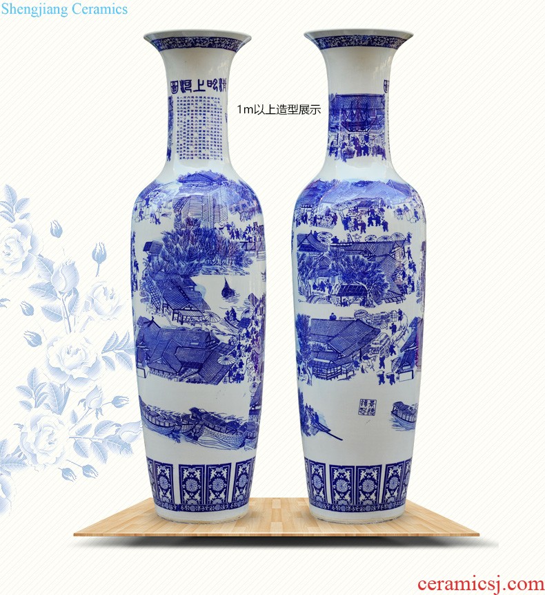 Master of jingdezhen ceramics vase hand-painted shadow blue paint pomegranate bottles of Chinese style living room decoration office furnishing articles