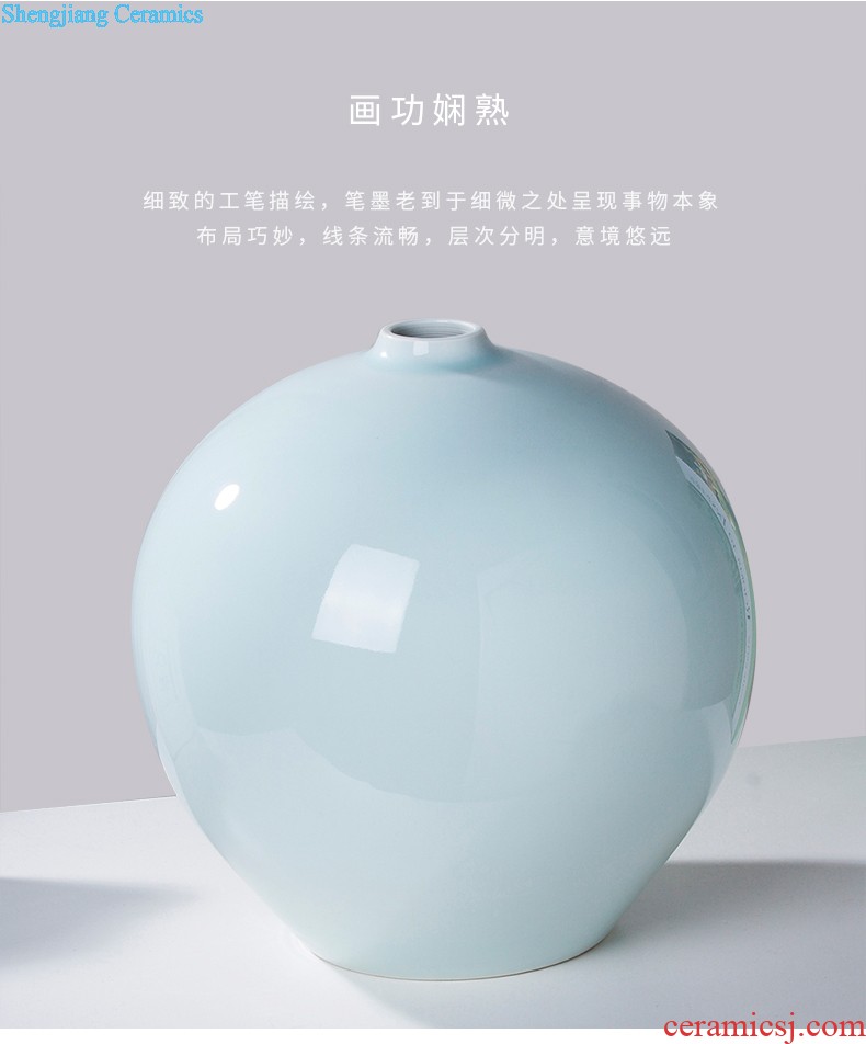 Famous master of jingdezhen ceramics hand-painted thin foetus vases, flower arrangement of modern Chinese style home sitting room adornment is placed