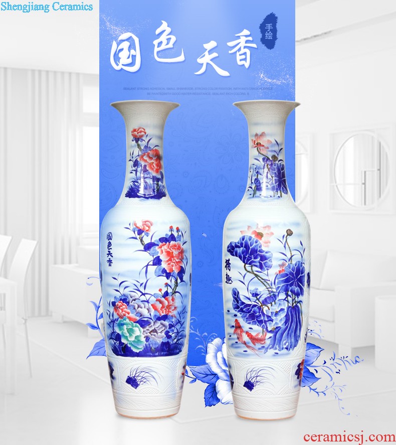 Jingdezhen ceramics hand-painted creative Chinese big vase home sitting room adornment is placed large landing crafts