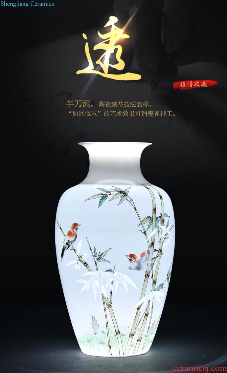 Jingdezhen ceramics hand-painted big vase furnishing articles large sitting room ground quiver TV ark decorative arts and crafts