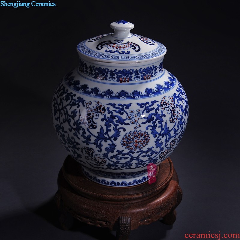 Jingdezhen ceramics furnishing articles hand-painted kiln lotus large vases, flower arrangement, the sitting room porch decoration of new Chinese style