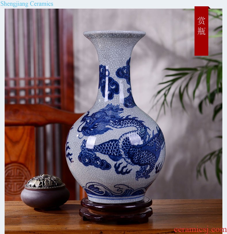 Jingdezhen ceramics hand blue and white porcelain vase large sitting room of new Chinese style household adornment TV ark furnishing articles