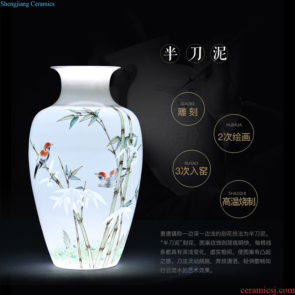 Jingdezhen ceramics hand-painted big vase furnishing articles large sitting room ground quiver TV ark decorative arts and crafts