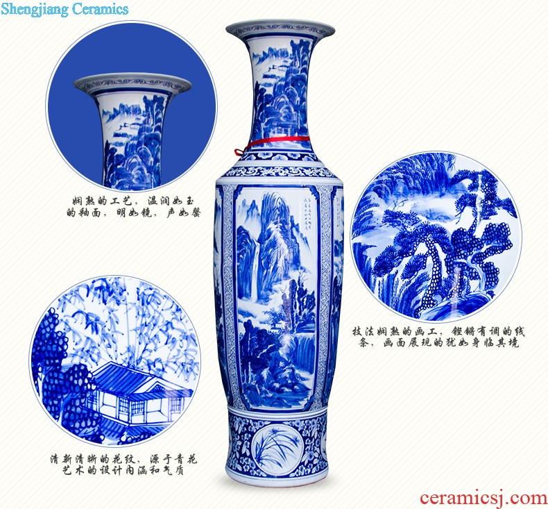 Sf62 jingdezhen ceramics of large blue and white porcelain vase carved dragon hand-painted quiver sitting room adornment is placed