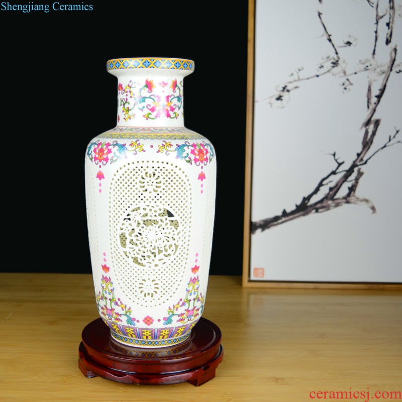 Jingdezhen crystalline glaze ceramic vase dried flowers flower arrangement sitting room european-style table creative household soft adornment is placed