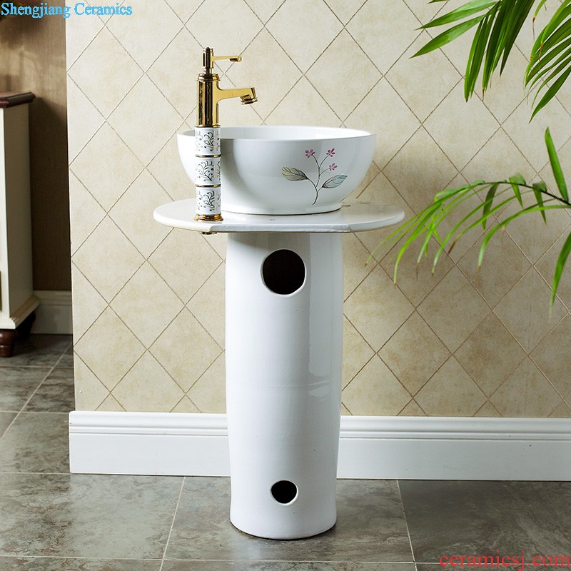 Archaize ceramic basin of pillar type lavatory sink basin integrated the balcony floor pillar toilet