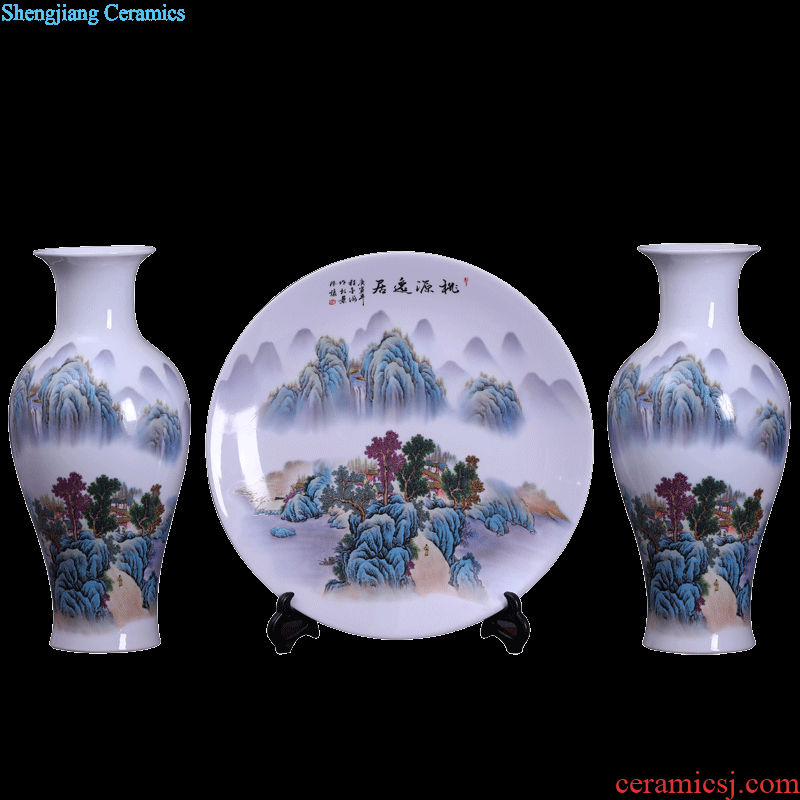 Jingdezhen ceramics vase hand-painted Pine crane flower arranging new Chinese style living room decoration crafts porch place