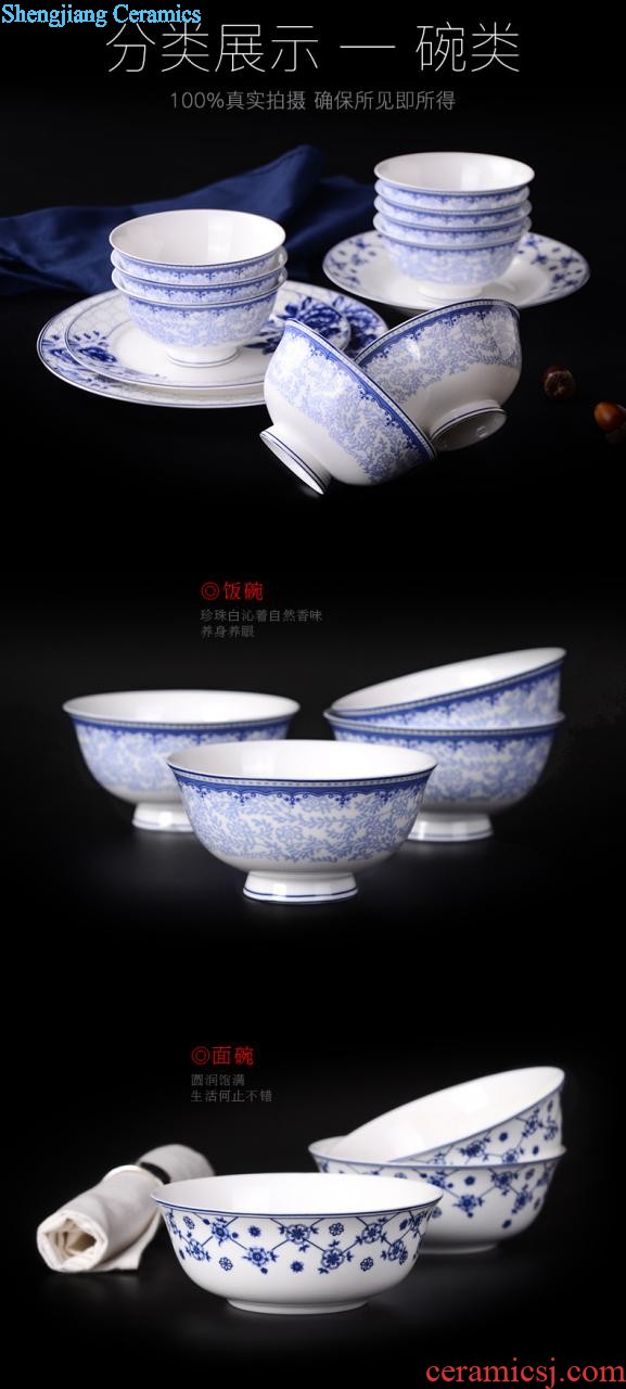 inky Jingdezhen ceramic tableware dishes suit 56 of the head of household bone bowls dish bowl chopsticks Chinese style