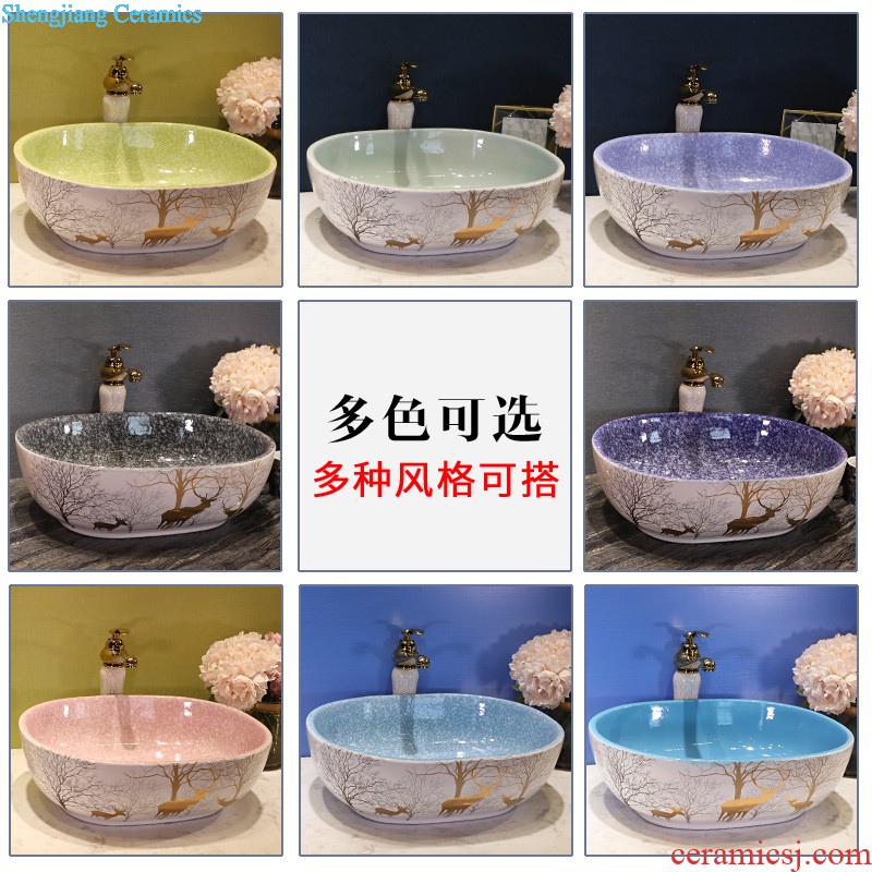 Retro ceramic toilet wash basin The stage basin sink European small household art basin of creative circle