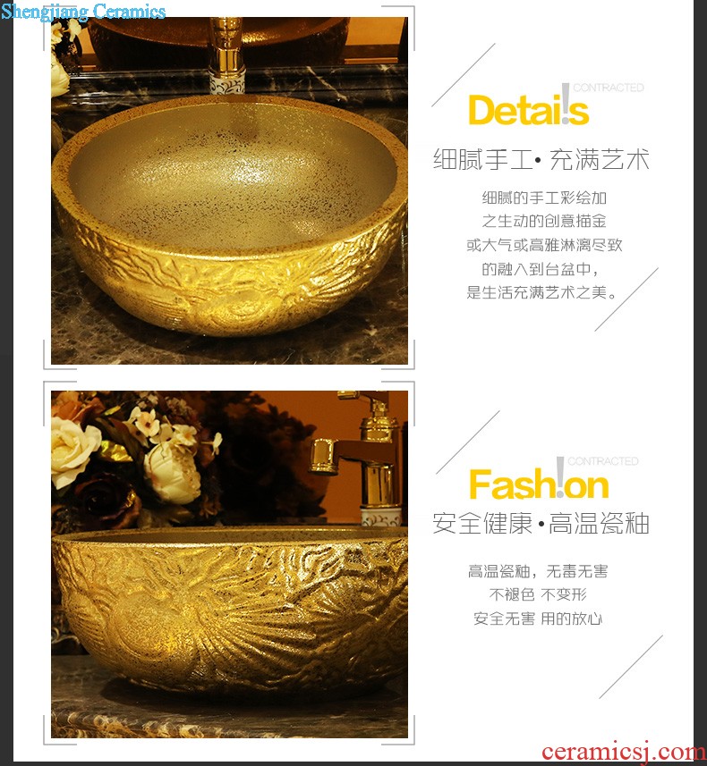 Gold cellnique ceramic face basin bathroom sink basin bathroom sinks rectangle sink on green qing