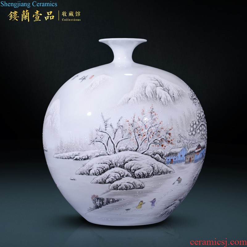 Jingdezhen ceramic antique qing qianlong bucket lotus pattern plum colored bottles of Chinese flower arranging decorative household items furnishing articles