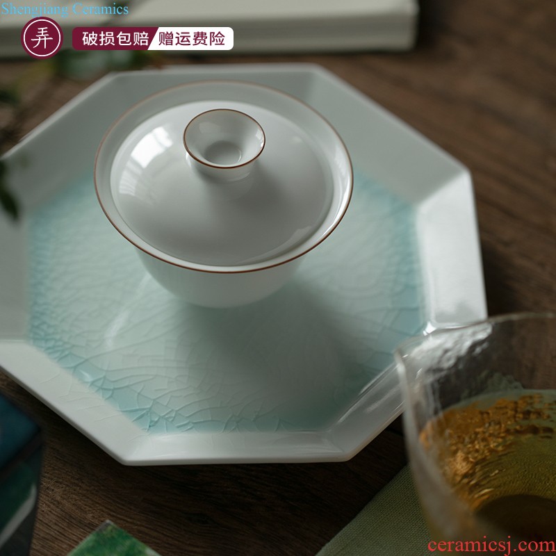 Filter tea cups separate office cup Jingdezhen ceramic tea set celadon teacup large-sized caddy gift box