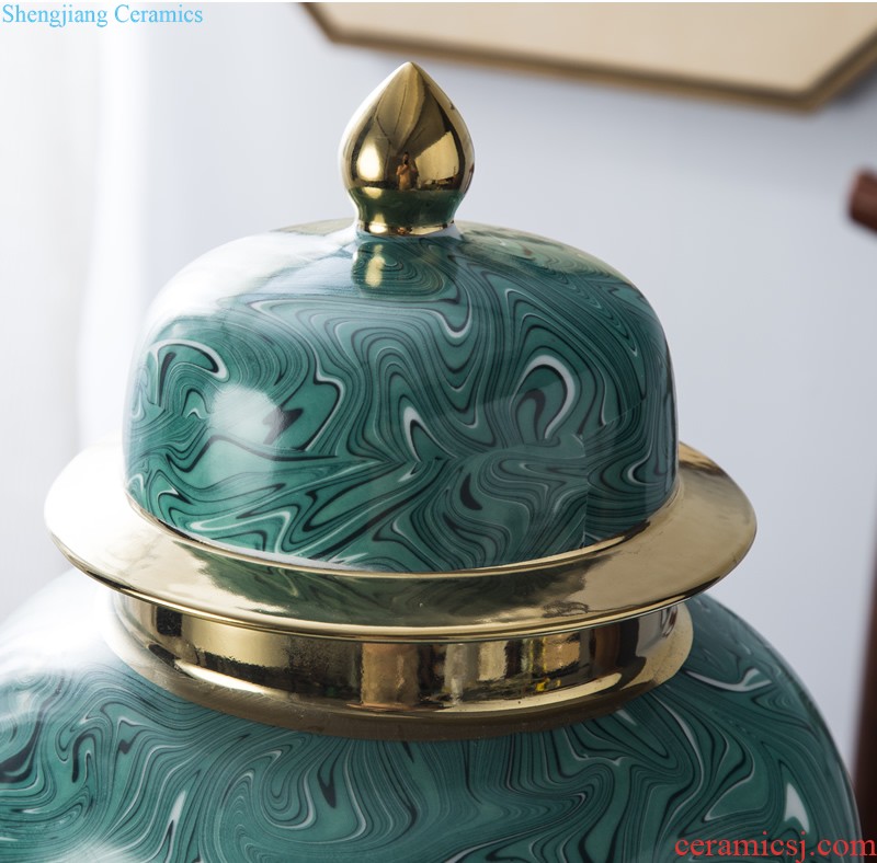 Jingdezhen ceramics celadon vase carving flower arrangement sitting room home pottery soft adornment restoring ancient ways furnishing articles