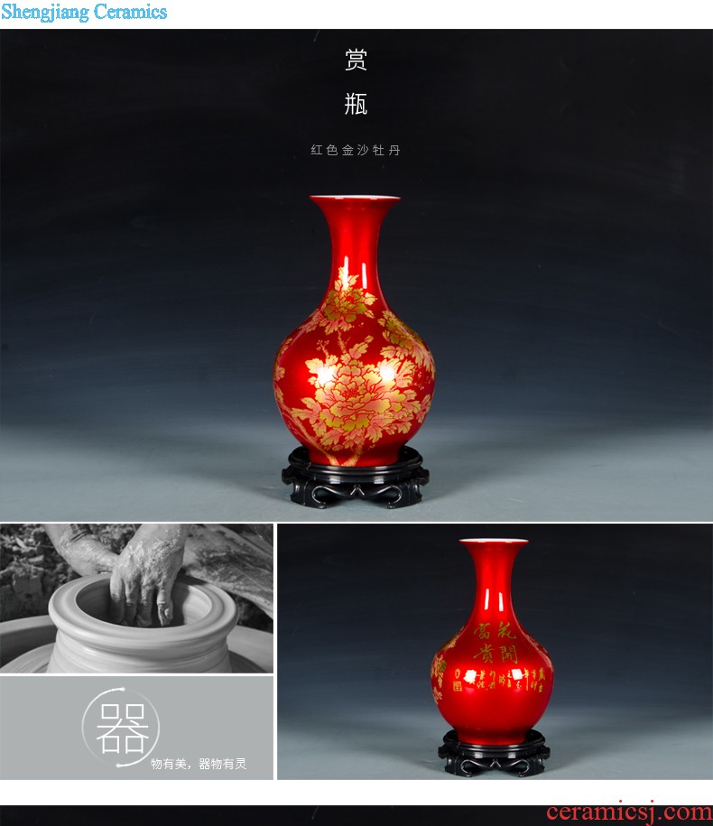 Jingdezhen ceramics blue-green high landing big vase household sitting room adornment is placed large birds pay homage to the king