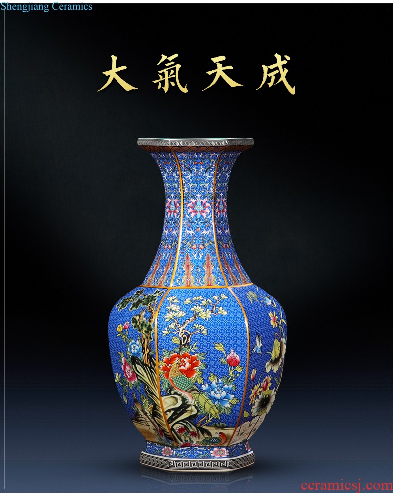 Jingdezhen ceramics of large vases, large hand-painted scenery sitting room of Chinese style household decorations manual quiver