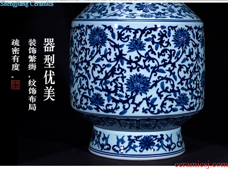 Sz - 035 blue and white porcelain of jingdezhen ceramics jiangnan spring scenery of large vase home sitting room adornment is placed