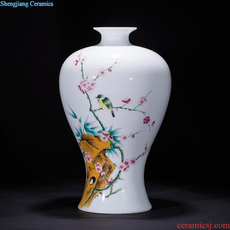 Jingdezhen ceramic masters hand-painted vases furnishing articles bamboo report peaceful living room TV cabinet porch decoration business gifts